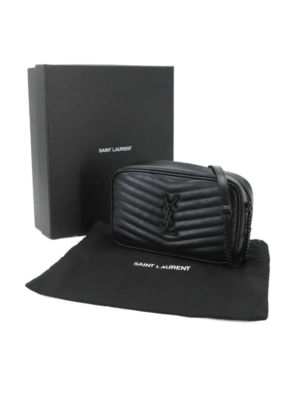 Saint Laurent Lou Chain Shoulder Bag Leather Black